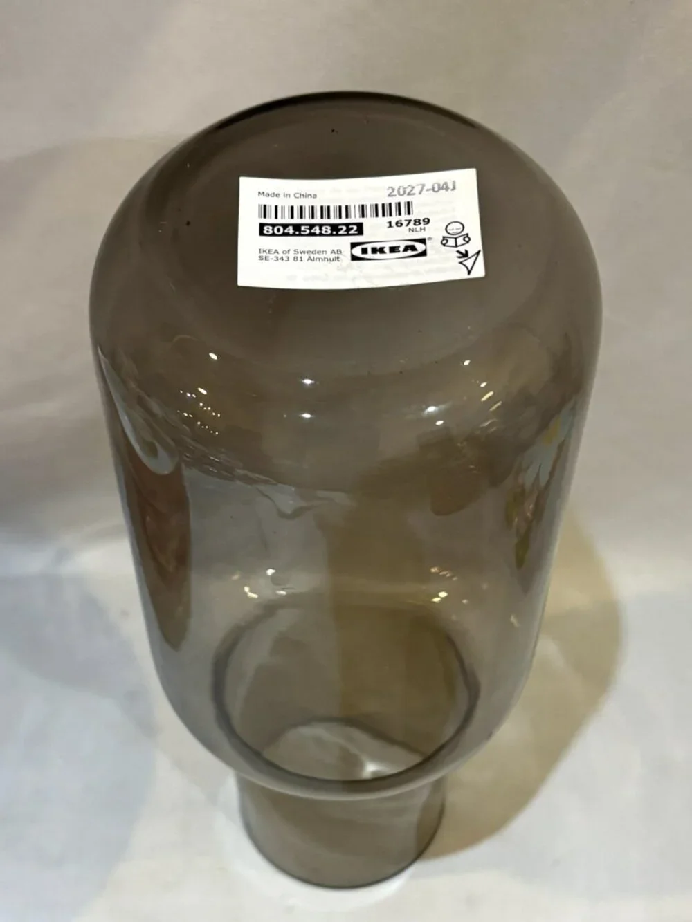 IKEA Forenlig Smokey Gray Glass Vase 8.25